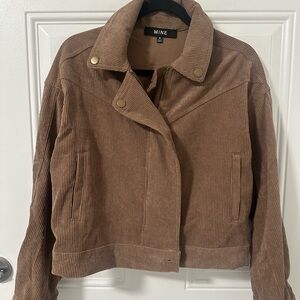 MINE corduroy moto jacket in brown. Size Medium, NWOT